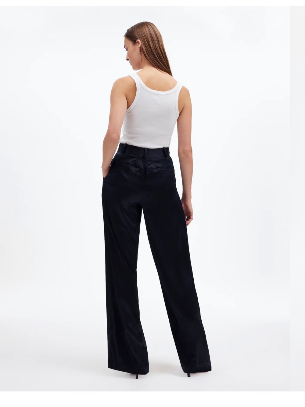 Woman’s Madewell Harlow Superwide-Leg in Stretch Satin - Picture 3 of 5